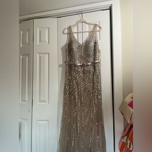 Elegant Silver Sequin Gown